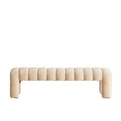 Beige accent bench with button-tufted design