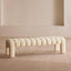 Close-up of Sherpa material on accent bench