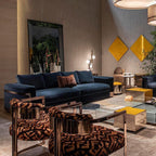 Four-seater dark blue couch