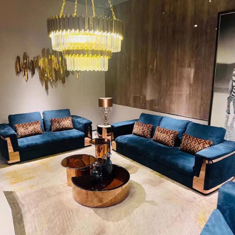 Simplistic Solid Color Dark Blue Sofa for 4-seater Secondary image