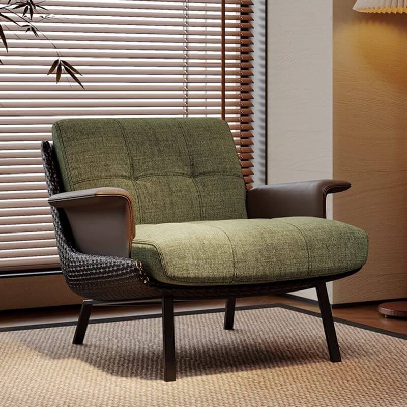 dove grey olive green arm chair front view