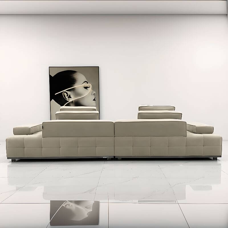 Sofá tapizado en color sólido simplista marfil/negro para asientos 5/asientos 4/para 6 con 3 almohadas/2 almohadas/1 almohada Imagen secundaria del producto