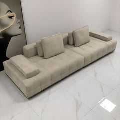 Ivory and black sofa showcasing plush cushions and elegant design