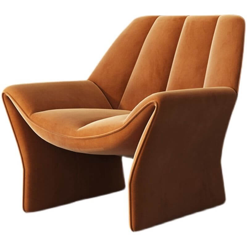 シンプルなソリッドカラー ラウンジチェア/アームチェア 固定バック/縫い付けられたピローバック バーミリオン/ココア/シトラスカラー アームレスト付き サブ画像