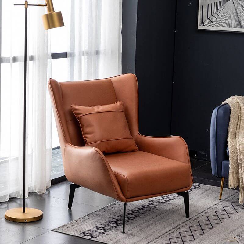 Brown Solid Color Reclining Wingback Chair Main image