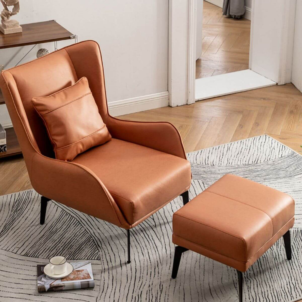 Brown Solid Color Reclining Wingback Chair