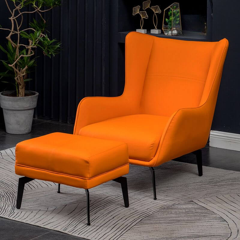 Beige Solid Color Reclining Wingback Chair