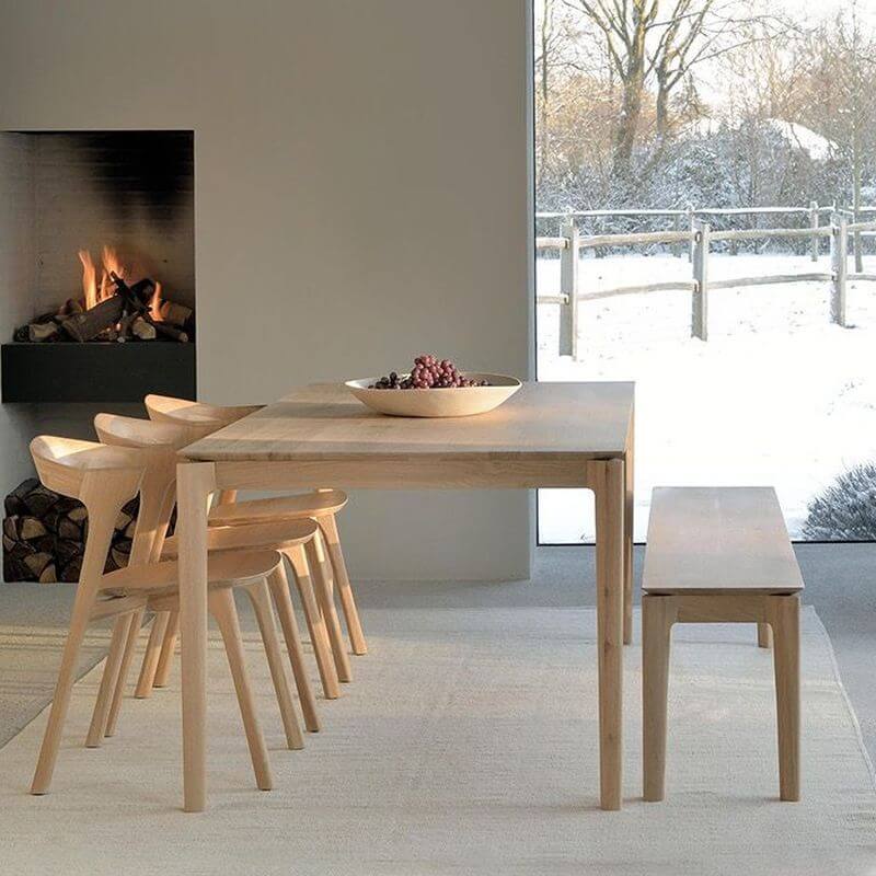 Natural wood finish modern mudroom bench