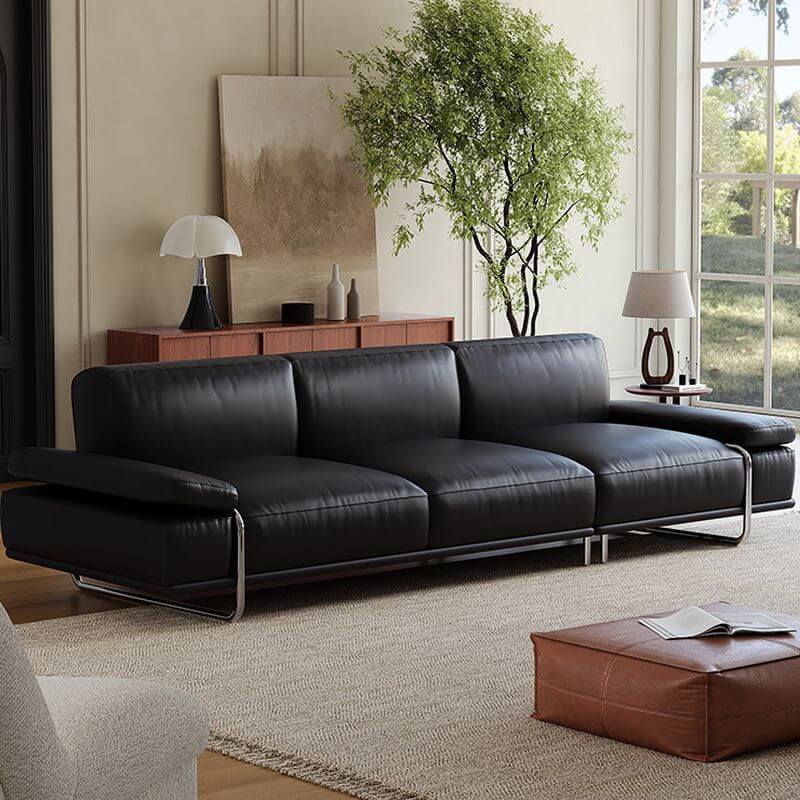 black sofa for five people
