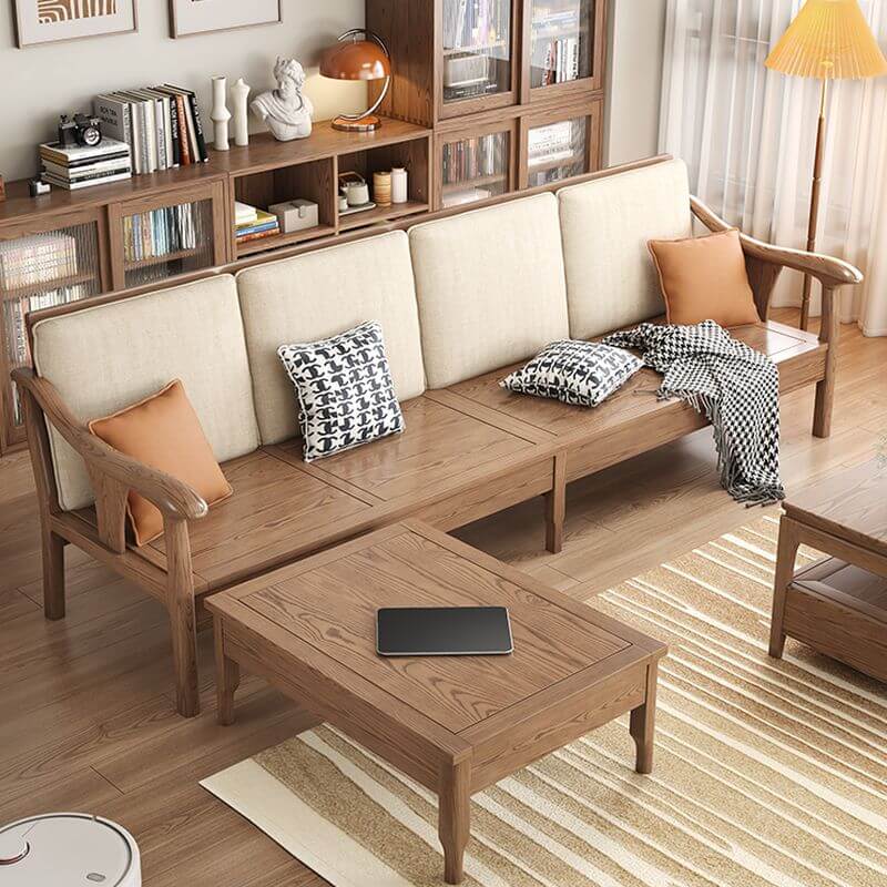 Simplistic Solid Color Versatile Sofa, White with Armrest, Multiple Seating Options Secondary image