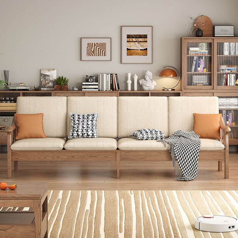 Simplistic Solid Color Versatile Sofa, White with Armrest, Multiple Seating Options Secondary image