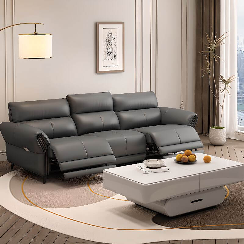 leather floor sofa in grey color Main image