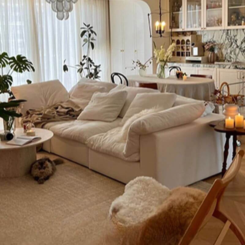 modern sofa with slipcover