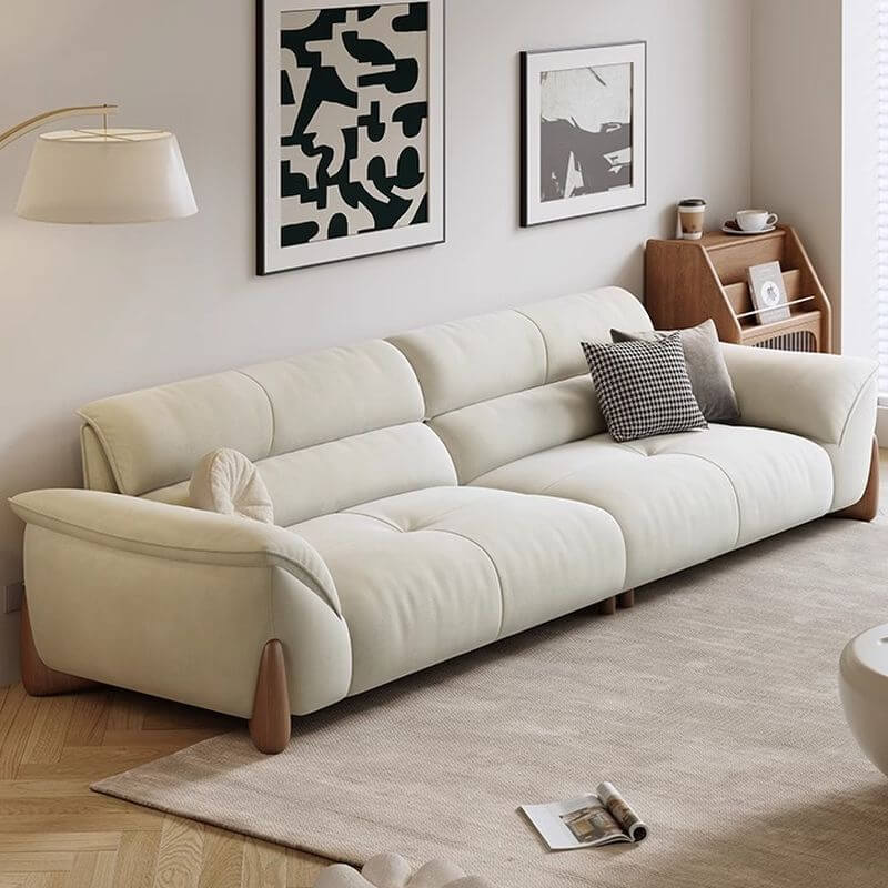 beige water resistant sofa front view