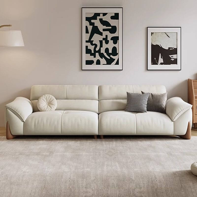 Simplistic Solid Color Water Resistant Sofa/Single Sofa in Beige for 7 Person/3/4-Seater Secondary image