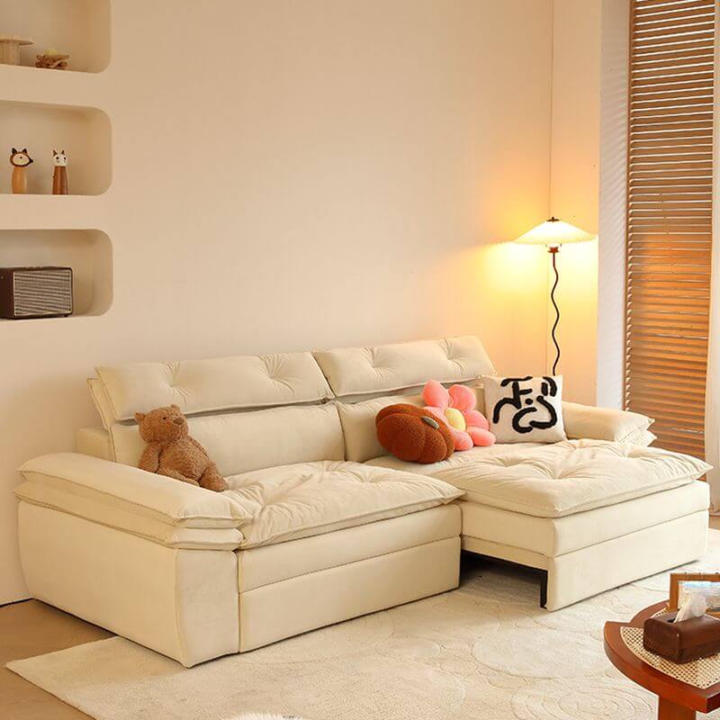 beige water resistant sofa front view