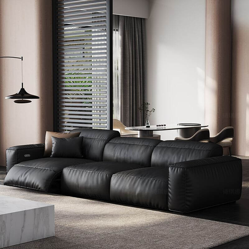 Simplistic solid color sofa in black