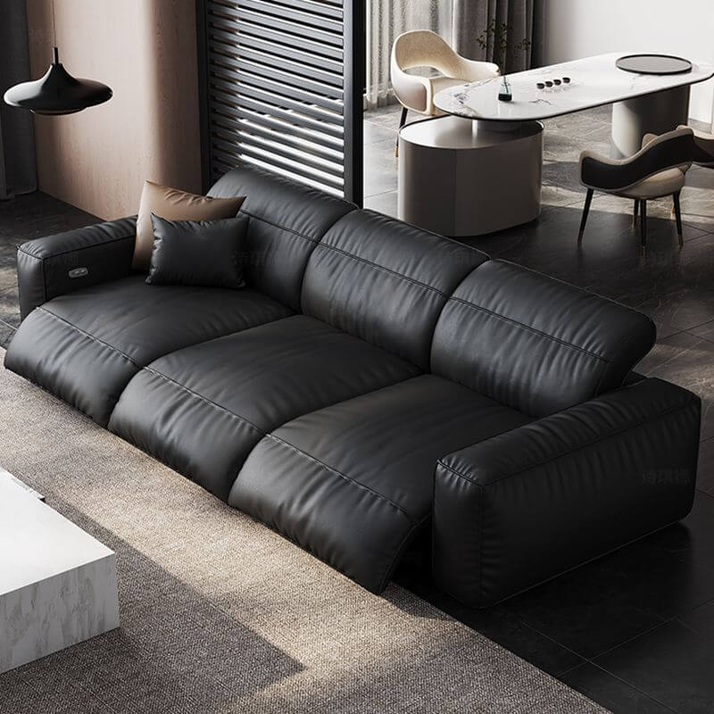 Simplistic Solid Color Water Resistant Standard Sofa in Black, Adaptable Seating for 2 to 4 Persons Secondary image