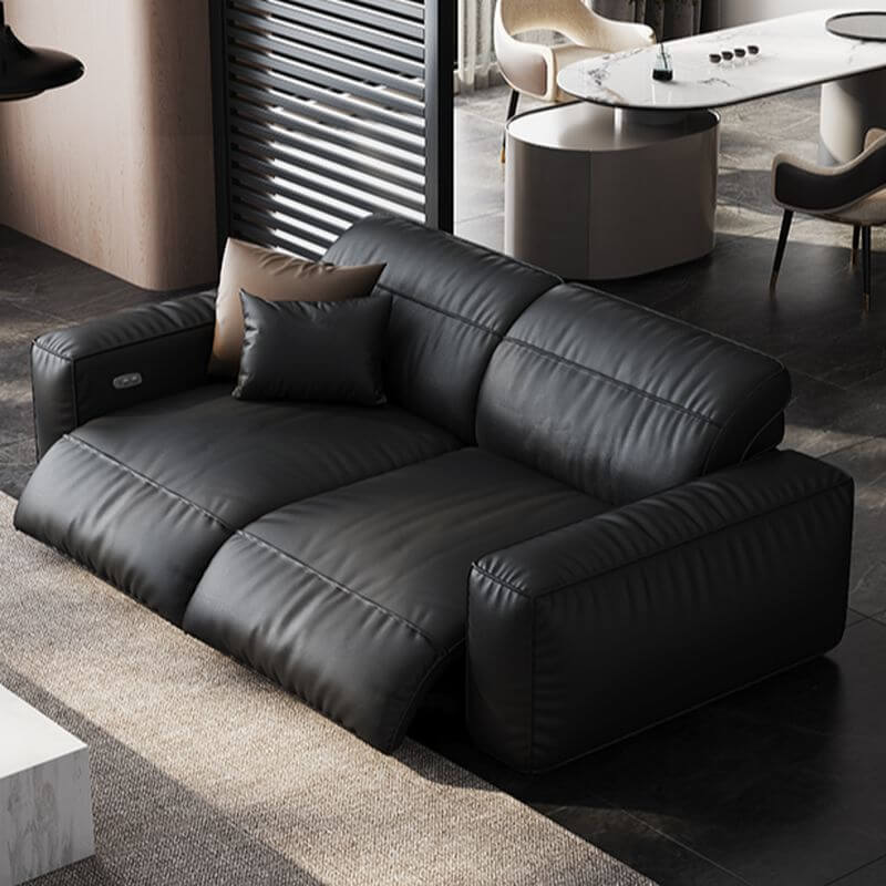 Black modern sofa with clean lines