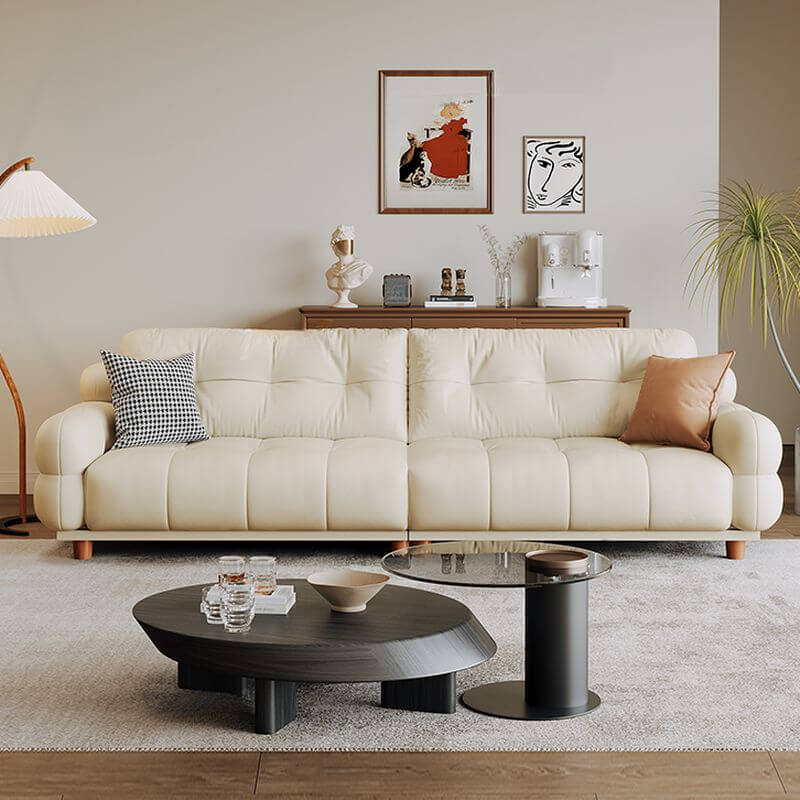 Simplistic Solid Color White Floor Sofa for Flexible Seating (3-5 Persons) with 1-2 Pillows Secondary image