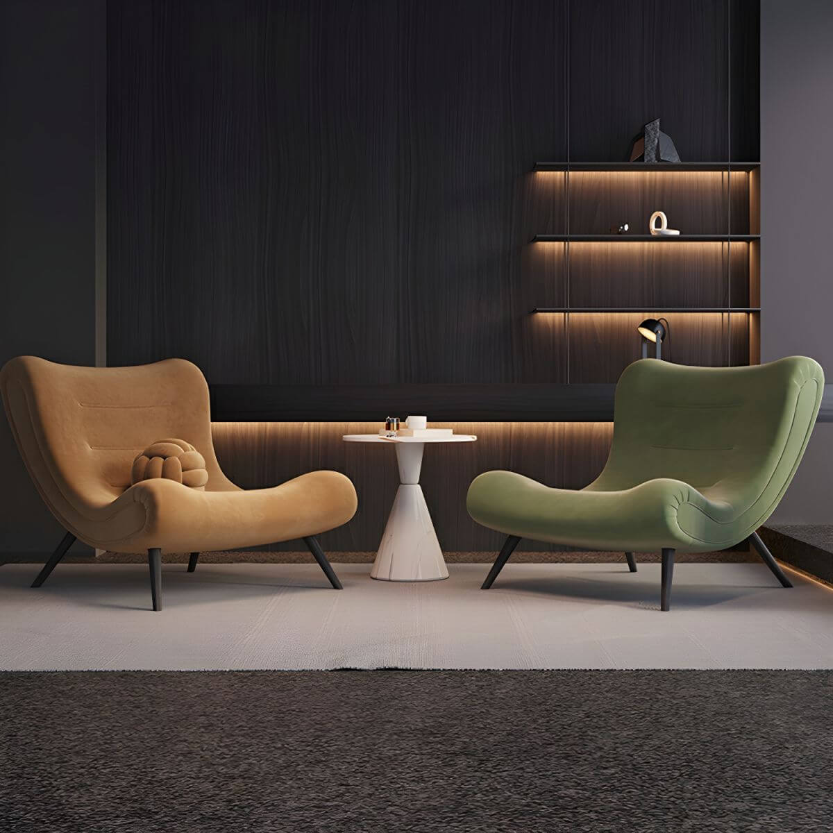 Simplistic Solid Color White/Brown/Green Velvet-like Upholstered Side Chair with Fixed Back Secondary image