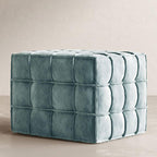 Simplistic Square Solid Color Cube Ottoman Blue