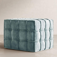 Simplistic Square Solid Color Cube Ottoman Blue