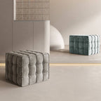 Simplistic Square Solid Color Cube Ottoman Lime Green