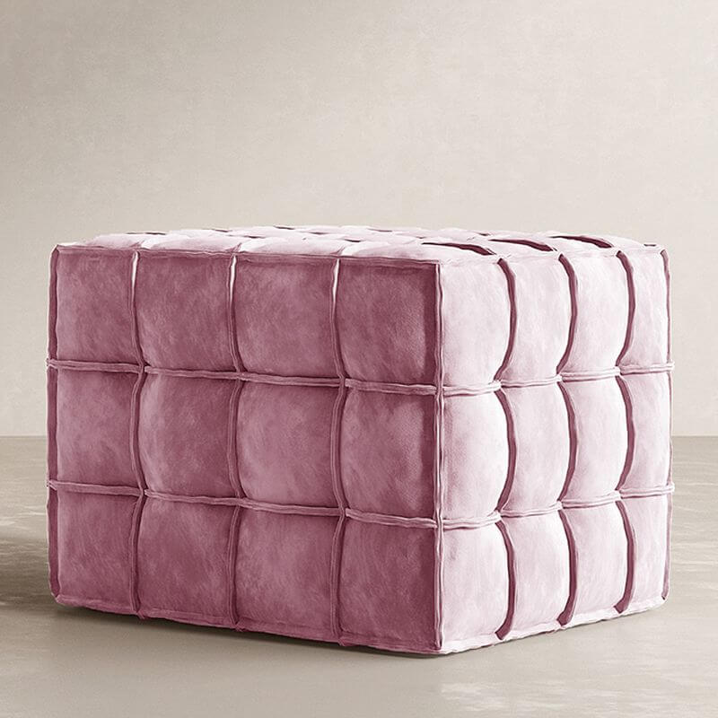 Pine Frame Detail of Cube Ottoman