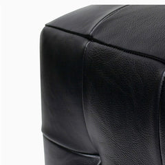 Genuine leather pouf close-up