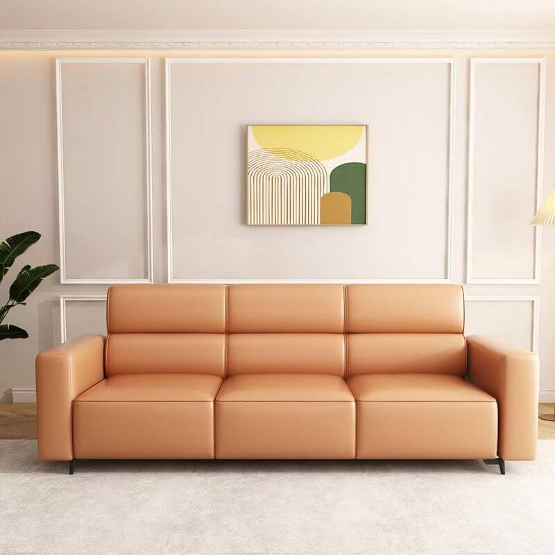 シンプルな汚れ防止スタンダードソファ/シングルソファソリッドカラーアプリコットカラー/ブラック/ベージュドローイングルーム用タキシードアーム付き3人用 サブ画像