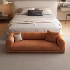 Modern grey upholstered bedroom bench with arms