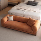 Stylish orange indoor bench seat with backrest