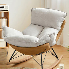 simplistic white lounge chair with sling back