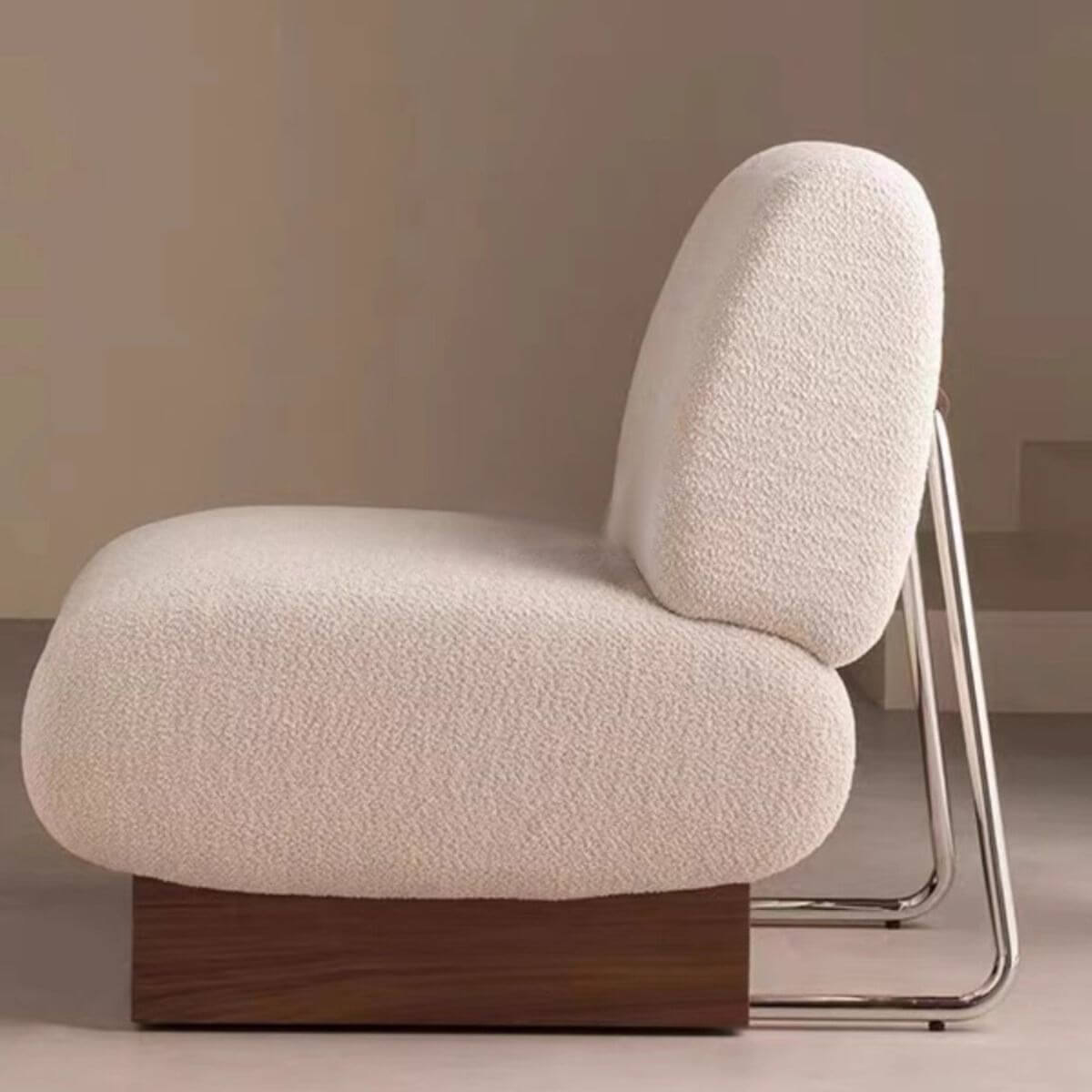 modern white chair with fixed back