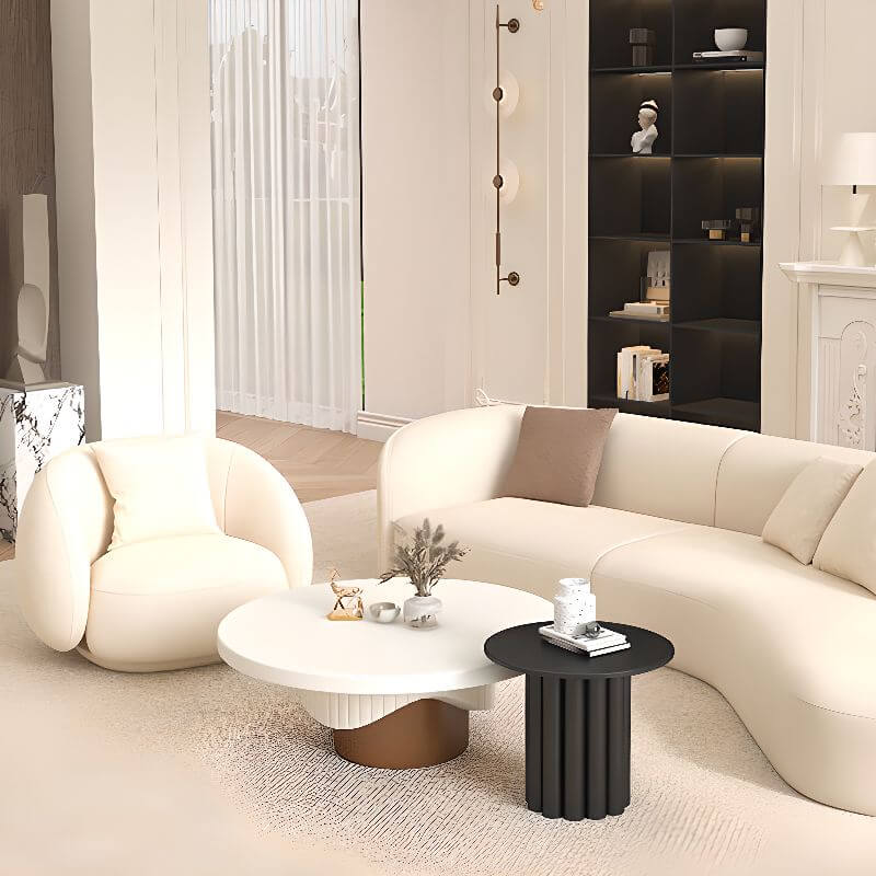 シンプルなホワイト無地アームチェア/バレルチェア、アームレスト、メモリーフォーム詰め物、縫い付けられたピローバック/弓形のバック サブ画像