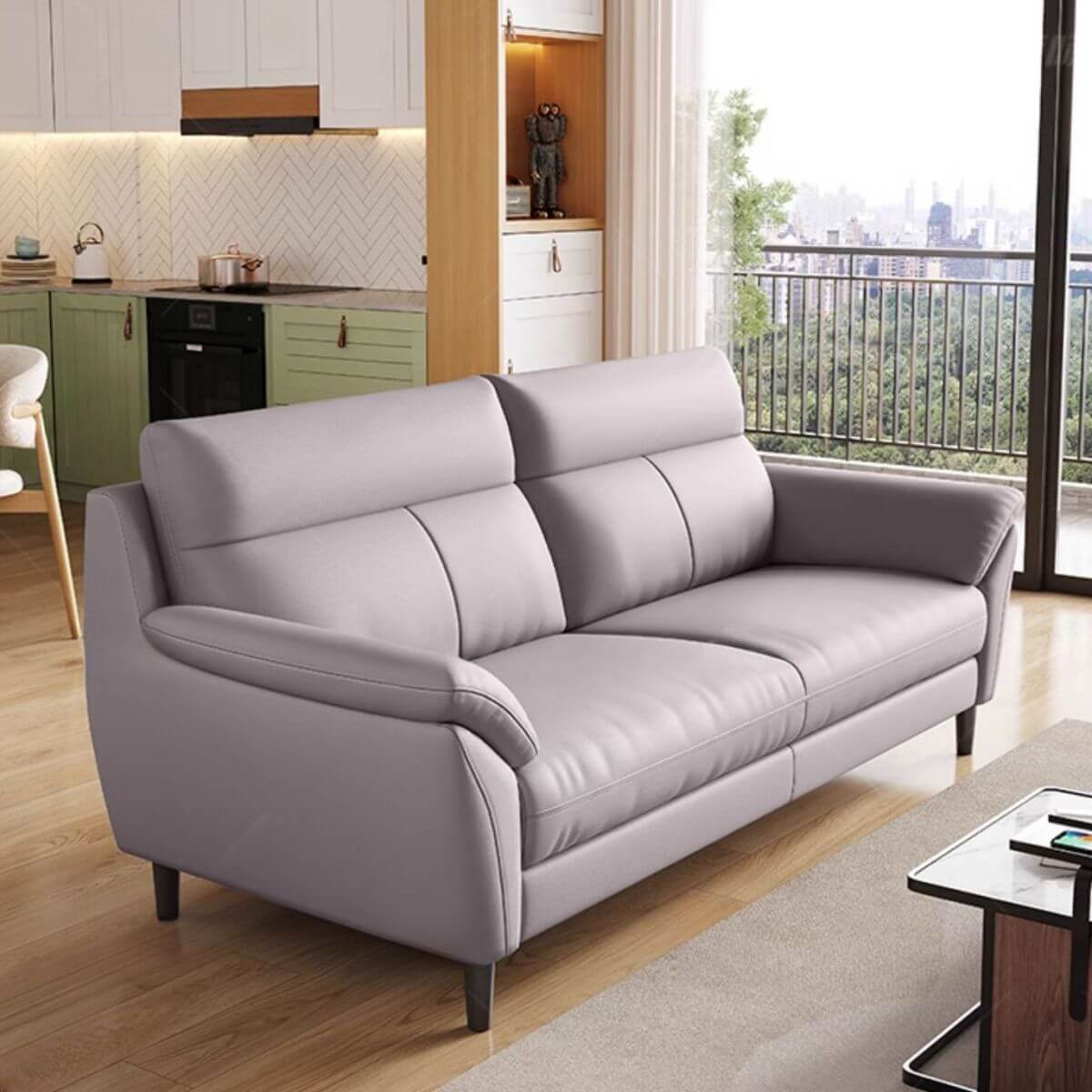 Grey Loveseat providing cozy seating