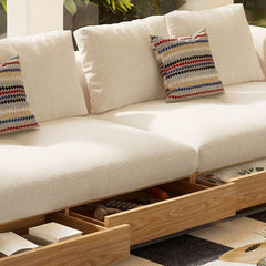 Functional and stylish ash wood off-white sofa