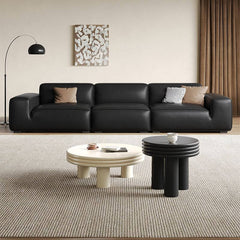 Sleek Black Sofa Couch with pillows