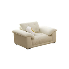 Living space featuring elegant off-white loveseat