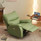 modern small recliner in green upholstery