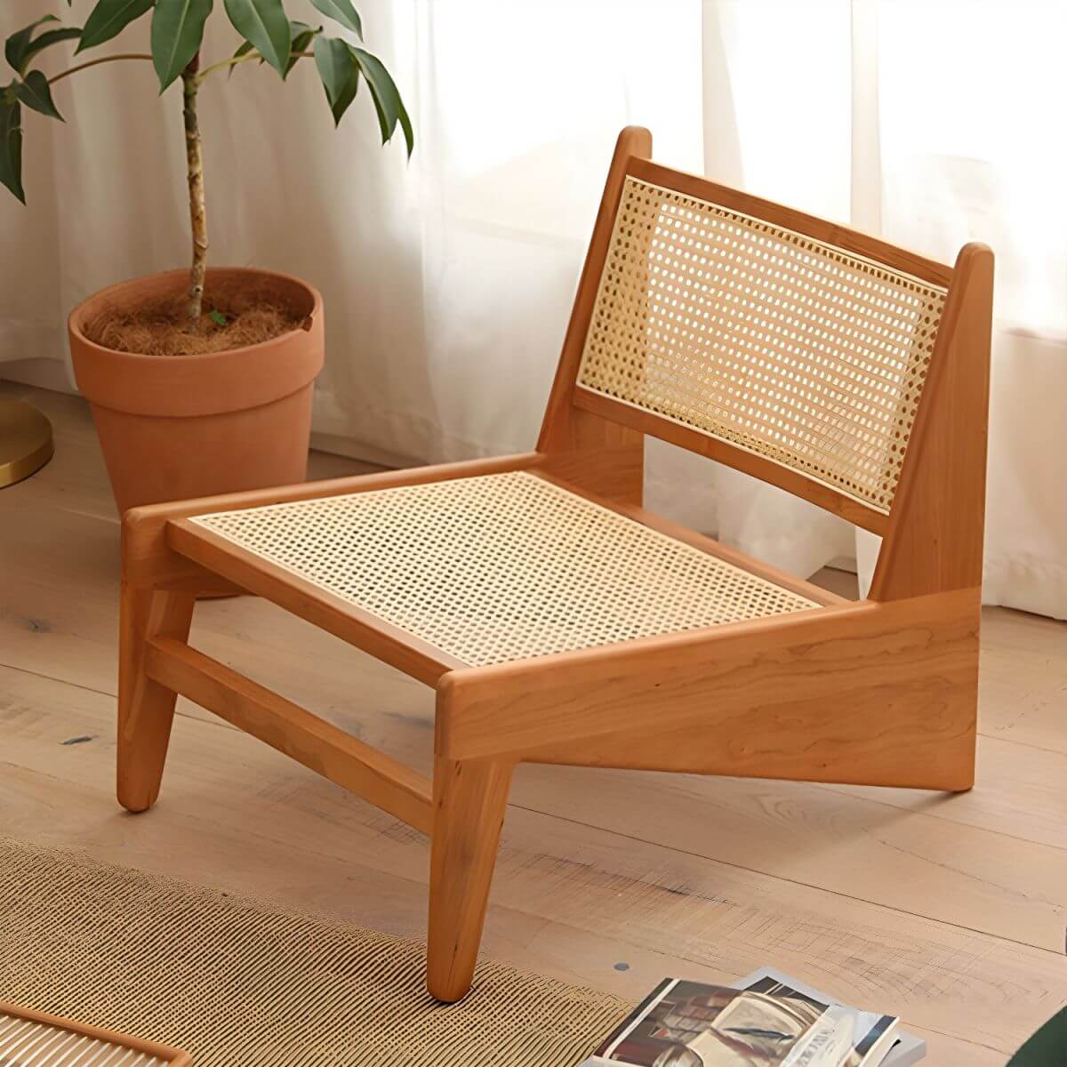 Small Scandinavian recliner in natural upholstery Hauptbild