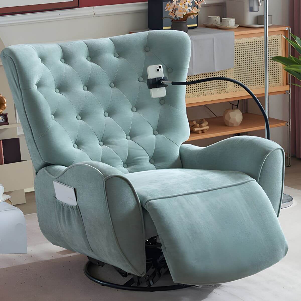 Kleiner Wing Chair Sessel mit gepolsterter Polyester-Mischung und integrierter Aufbewahrung Zweitbild