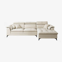 Comfortable seating area with button-tufted sofa