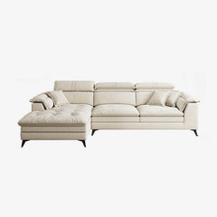 L-shape sofa detailing with soft upholstery