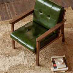 Button-tufted Armchair with Fixed Armrests