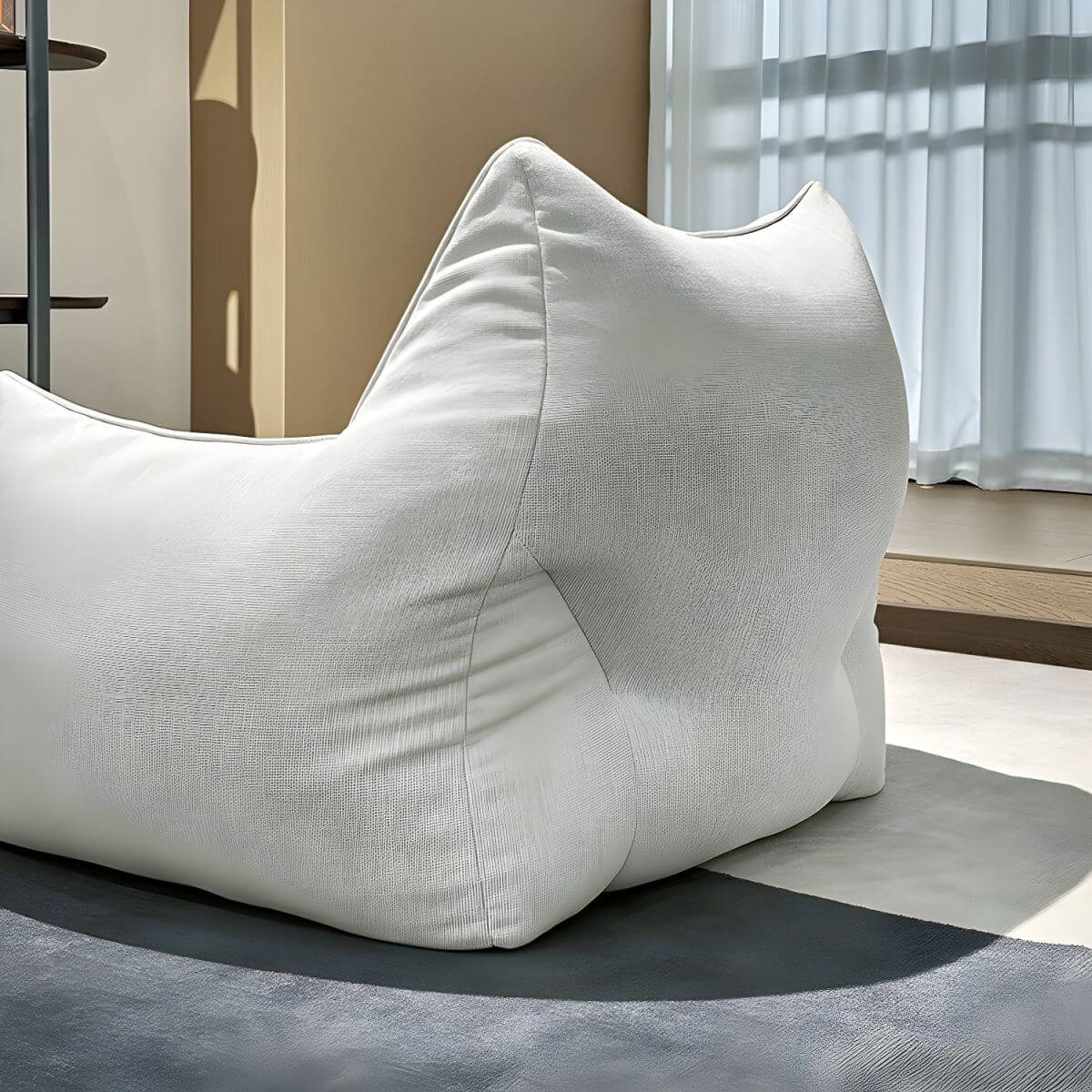 Sleek White Cotton and Linen Bean Bag