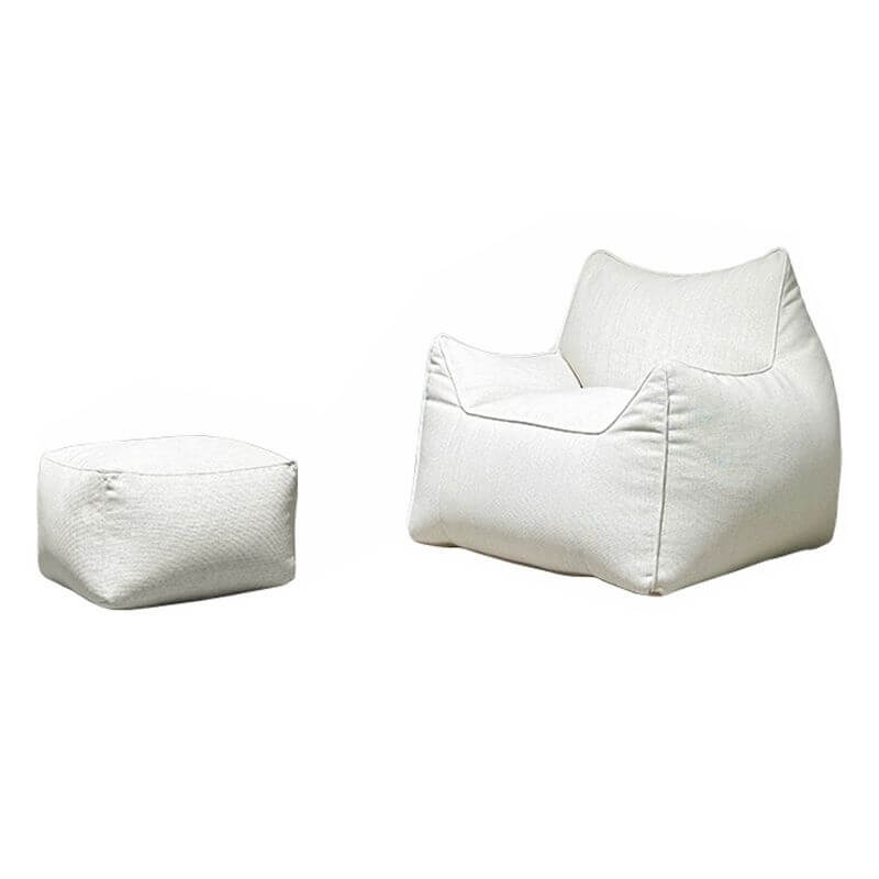 Sleek White Cotton and Linen Bean Bag
