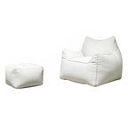 Sleek White Cotton and Linen Bean Bag
