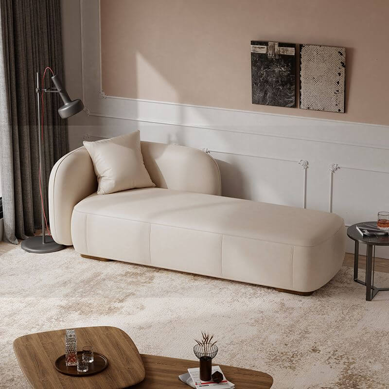 Solid Color Chaise Lounge Sofa with Tuxedo Arm